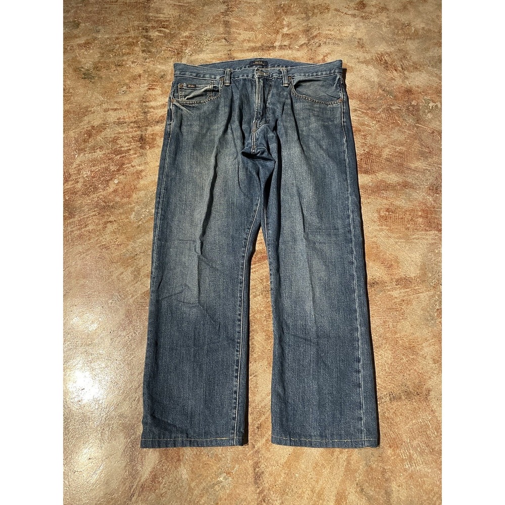 POLO RALPH LAUREN BLUE 34 X 30 THE HAMPTON RELAXED STRAIGHT‎ JEANS MENS